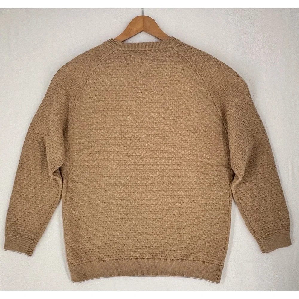 New Mizzen + Main Wool Knit Textured Hillcrest Crewneck Sweater Heather Beige XL